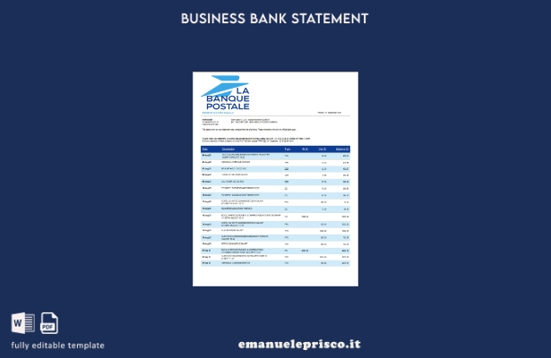 stile verificato Modello di estratto conto aziendale La Banque Postale in Word e